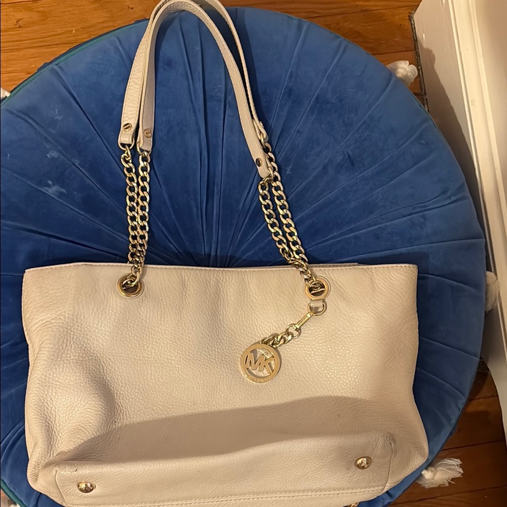 Michael Kors Cream Leather Tote Bag